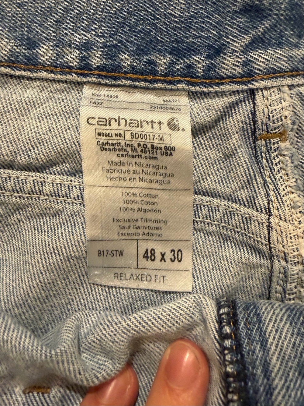 Carhartt Men’s Jeans Relaxed Fit 48x30 Light Blue Jeans - Picture 3 of 6